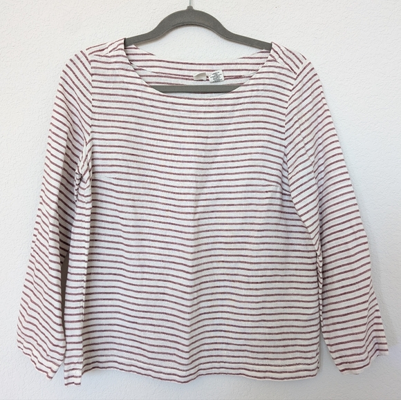 Artisan Ny Tops - Artisan NY Long Sleeve Linen Striped Top